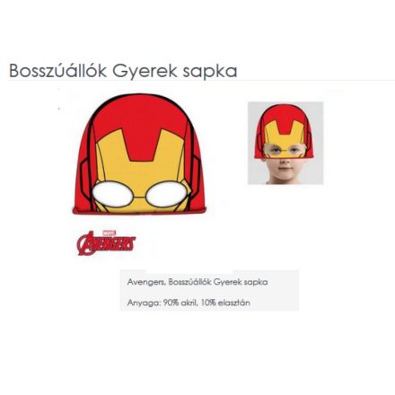 52 cm-es piros kötött sapka - Avenger - Vasember - ÚJ