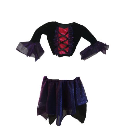 Kb 4-6 évesre fekete-pink tüllös plüss halloween jelmez, kétrészes