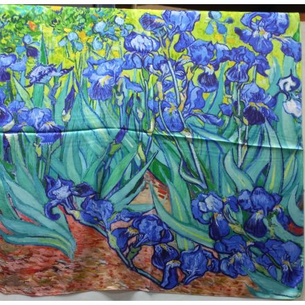 70x70 cm-es festményes selyem sál, kendő - Van Gogh: Íriszek - ÚJ