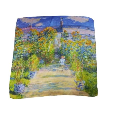 70x70 cm-es színes festményes selyem sál, kendő - Tengerpart - ÚJ
