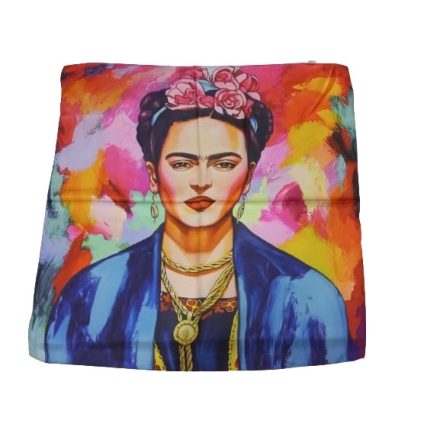 70x70 cm-es színes festményes selyem sál, kendő - Frida Kahlo - ÚJ