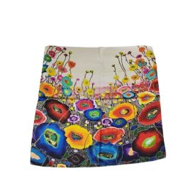   70x70 cm-es festményes selyem sál, kendő - Színes absztrakt festmény, virágok - ÚJ