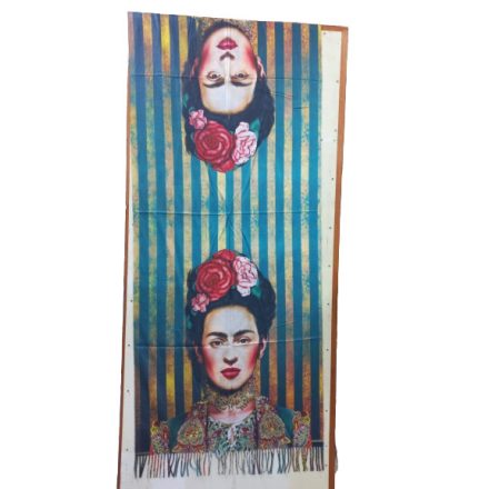 Nagyméretű színes kétoldalú festményes sál, kendő - Frida Kahlo - Házak - ÚJ