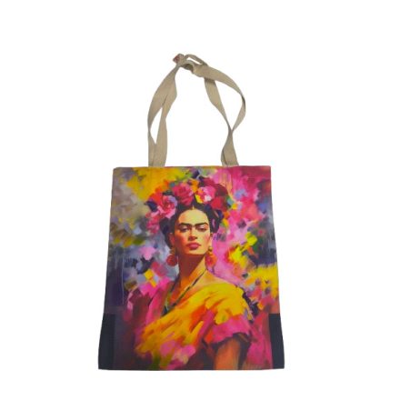 Színes festményes erős vászon füles bevásárlótáska, szatyor - Frida Kahlo - ÚJ 