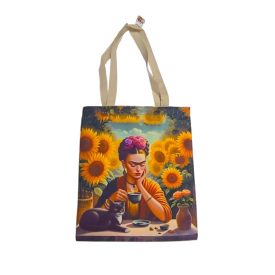   Festményes napraforgós erős vászon füles bevásárlótáska, szatyor - Frida Kahlo - ÚJ 