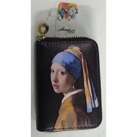 Festményes pénztárca - Lány gyöngy fülbevalóval - 14x12 cm - ÚJ