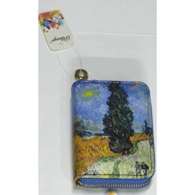   Festményes pénztárca - Van Gogh: Búzamező ciprusokkal - 14x12 cm - ÚJ