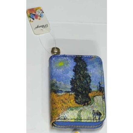 Festményes pénztárca - Van Gogh: Búzamező ciprusokkal - 14x12 cm - ÚJ