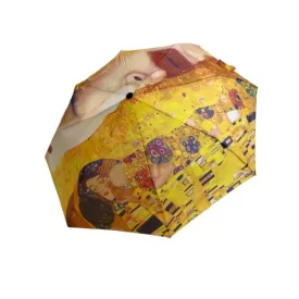   Mustársárga festményes automata esernyő - A csók, Arany könnyek - Klimt - ÚJ