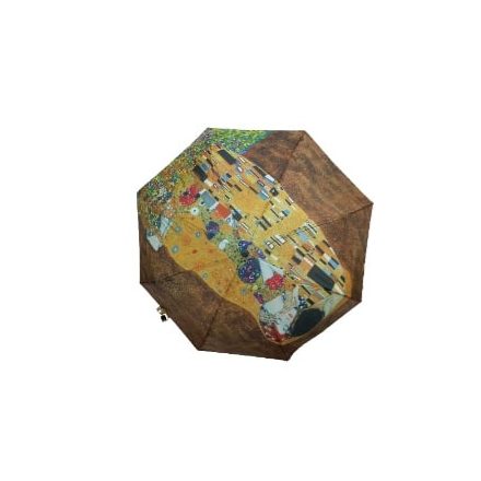 Mustársárga-barna festményes automata esernyő - Klimt: A csók - ÚJ