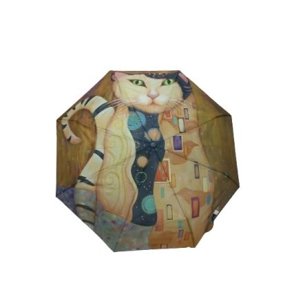 Mustársárga cicás festményes automata esernyő - Gustav Klimt - ÚJ