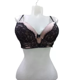  75C fekete-bézs merevítős dupla push-up melltartó - Censored - ÚJ