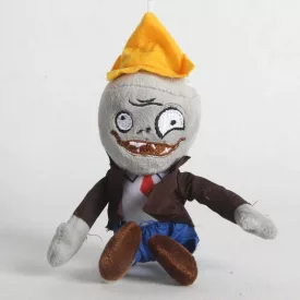  Sárga kalapos zombi plüss figura, kulcstartós, 20 cm - Plants vs. Zombies - ÚJ