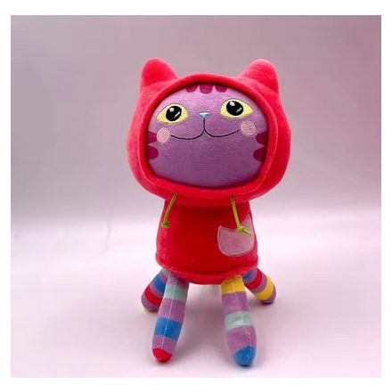 Kapucnis pulcsis cica, macska plüss figura, 25 cm - DJ Cat - Gabi babaháza - Gabby's Dollhouse - ÚJ