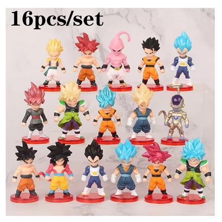 Dragon Ball Z műanyag figurák, 16 db egyen - ÚJ