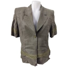 Női XL-es khaki lenes anyagú blézer - A. Incze