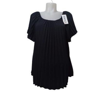 Női fekete rakott anyagú, pliszírozott blúz, one size, free size, egy méret - Made In Italy - ÚJ