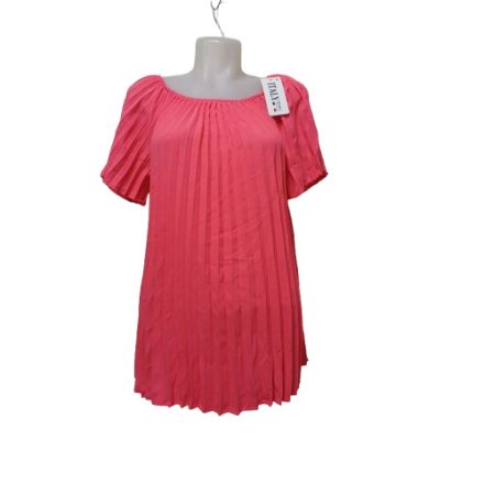 Női korallszínű rakott anyagú, pliszírozott blúz, one size, free size, egy méret - Made In Italy - ÚJ