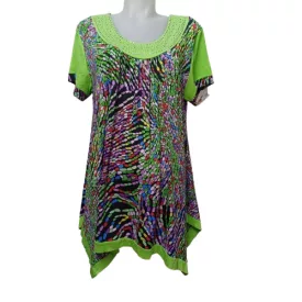   Női nagyméretű zöld strasszos mintás tunika jellegű póló, one size, free size, egy méret - Fashion - ÚJ