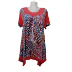 Női nagyméretű piros strasszos mintás tunika jellegű póló, one size, free size, egy méret - Fashion - ÚJ