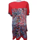 Női nagyméretű piros strasszos mintás tunika jellegű póló, one size, free size, egy méret - Fashion - ÚJ