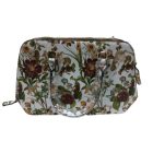 Barna-zöld virágos női táska, ridikül - ÚJ