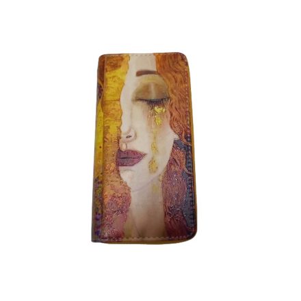 Festményes nagyméretű dupla fakkos pénztárca - Klimt: Arany könnyek - ÚJ