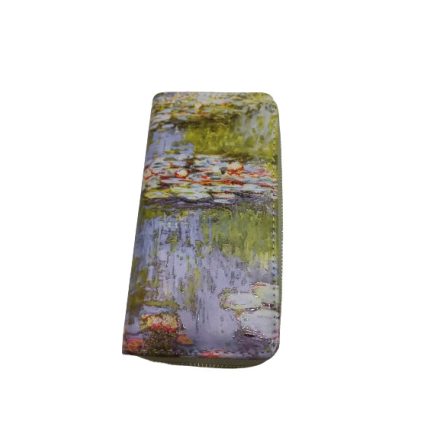 Festményes nagyméretű dupla fakkos pénztárca - Monet: Vízililiomok - ÚJ