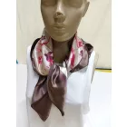 Női barna-pink mintás sál, kendő, 77x77 cm 