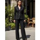 Női M-es fekete magában mintás elegáns blézer 