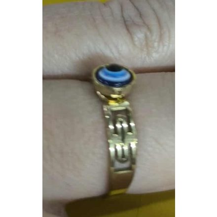 Arany színű Gonosz szeme, Devil's Eye bizsu gyűrű áttört mintával, 17-es méret - ÚJ