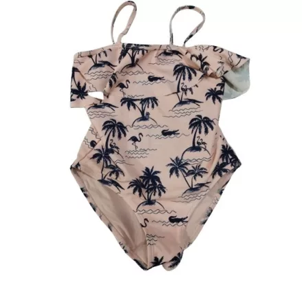 122-128-as rózsaszín flamingós egyrészes fürdőruha - H&M