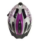 49-54 cm-es fejre fehér-lila biciklis, kerékpáros világító, állítható bukósisak