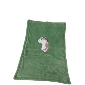 70X100 cm-es zöld polár unikornisos vastag takaró