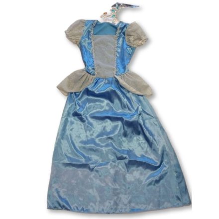 134-140-es kék hercegnőruha koronával - ÚJ