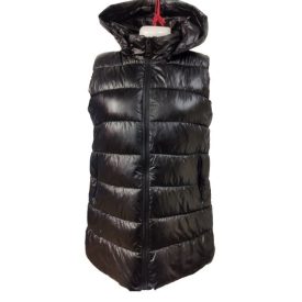 Női S-es fekete fényes anyagú pufimellény - Black & Fish