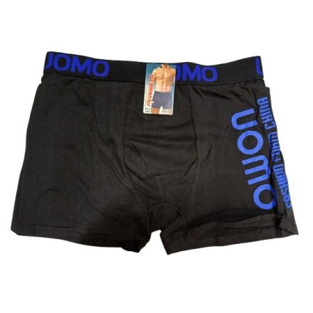 Férfi XL-es fekete, kék feliratos boxer, alsónadrág - Uomo - ÚJ