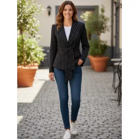 Női S-es fekete csíkos elegáns blézer - Next