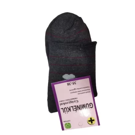 Női 35-38-as szürke szívecskés gumírozás nélküli gyógyzokni - ÚJ