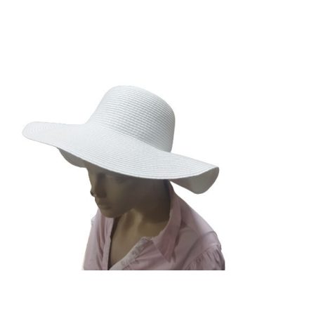 58-59 cm-es fejre széles karimájú elegáns fehér női kalap - New Yorker - ÚJ
