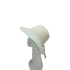   56-58 cm-es fejre törtfehér női csipkés szalmakalap - ÚJ