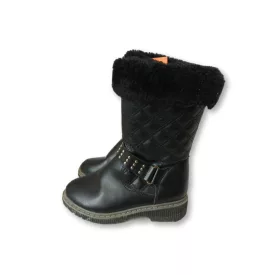 27-es fekete szőrmés lányka csizma - ÚJ