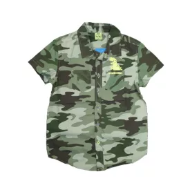   98-as khaki terepmintás dínós rövid ujjú ing - Kiki & Koko - ÚJ