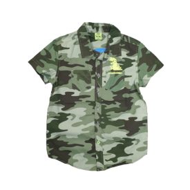   104-es khaki terepmintás dínós rövid ujjú ing - Kiki & Koko - ÚJ