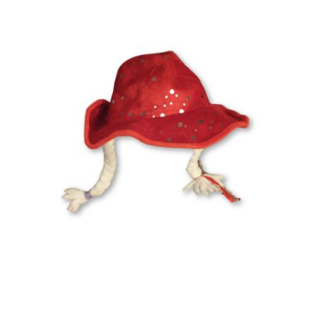 56-58 cm-es fejre piros copfos cowboy kalap, jelmezkalap