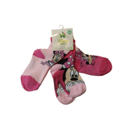 18-22-es rózsaszín zoknik, 3 pár egyben - Minnie Egér - ÚJ