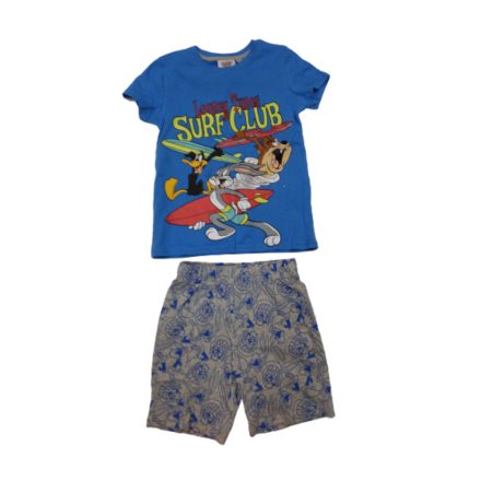 98-104-es kék-szürke nyári pizsama - Looney Tunes - ÚJ