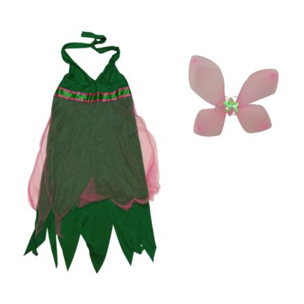 Női zöld-rózsaszín tündér jelmezruha szárnnyal - ÚJ