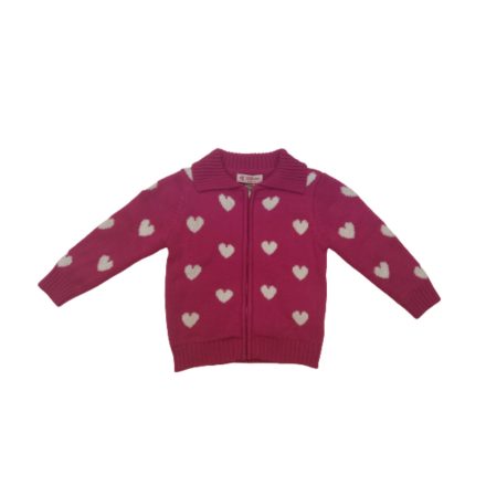 92-es pink szivecskés kötött pulóver - ÚJ