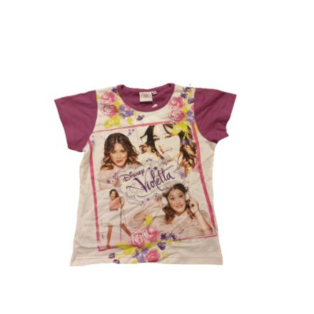 134-es lila-fehér lányos póló - Violetta - ÚJ